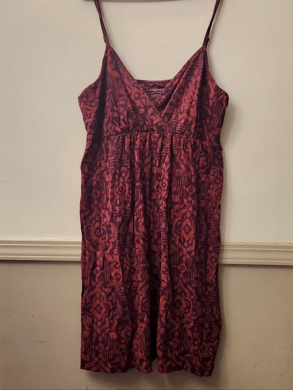 Sonoma Maroon Printed Midi Dress Sz Xl